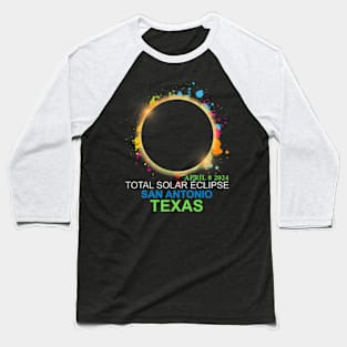 Total Solar Eclipse 2024 San Antonio Texas Colorful Totality Baseball T-Shirt